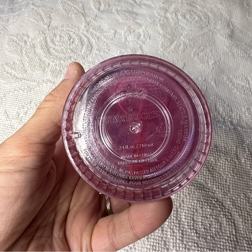 Starbucks‎ Pink Purple Iridescent Disco Grid Venti Tumbler 24oz Cold Cup Straw